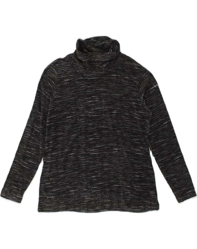 COLUMBIA Womens Roll Neck Fleece Jumper UK 18 XL Black Striped Polyester Notch Collar Peter Pan Collar Cowl Neck COLUMBIA Womens Roll Neck Fleece Jumper UK 18 XL Black Striped Polyester Notch Collar Peter Pan Collar Cowl Neck