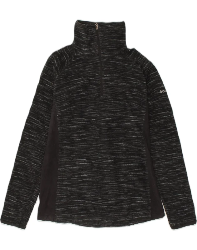 COLUMBIA Womens Zip Neck Fleece Jumper UK 14 Large Black Flecked Polyester Elegant Classic Vintage COLUMBIA Womens Zip Neck Fleece Jumper UK 14 Large Black Flecked Polyester Elegant Classic Vintage