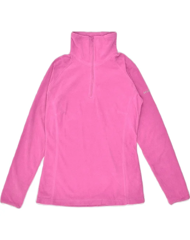 COLUMBIA Womens Zip Neck Fleece Jumper UK 16 Medium Pink Polyester Polka Dot Checkered Tartan COLUMBIA Womens Zip Neck Fleece Jumper UK 16 Medium Pink Polyester Polka Dot Checkered Tartan