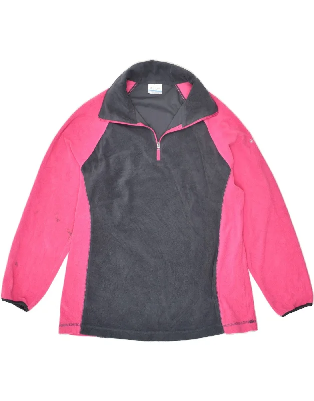 COLUMBIA Womens Zip Neck Fleece Jumper UK 18 XL Pink Colourblock Polyester Chenille Brocade Lace COLUMBIA Womens Zip Neck Fleece Jumper UK 18 XL Pink Colourblock Polyester Chenille Brocade Lace