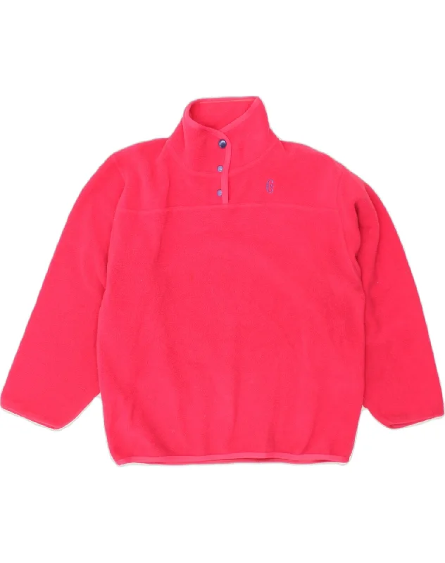 CONTE OF FLORENCE Womens Button Neck Fleece Jumper UK 14 Medium Pink Toggled Drawstring Belted CONTE OF FLORENCE Womens Button Neck Fleece Jumper UK 14 Medium Pink Toggled Drawstring Belted