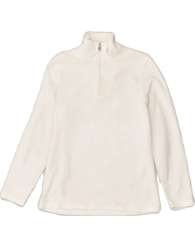 CONTE OF FLORENCE Womens Zip Neck Fleece Jumper UK 10 Small White Slim Fit Regular Fit Oversized CONTE OF FLORENCE Womens Zip Neck Fleece Jumper UK 10 Small White Slim Fit Regular Fit Oversized