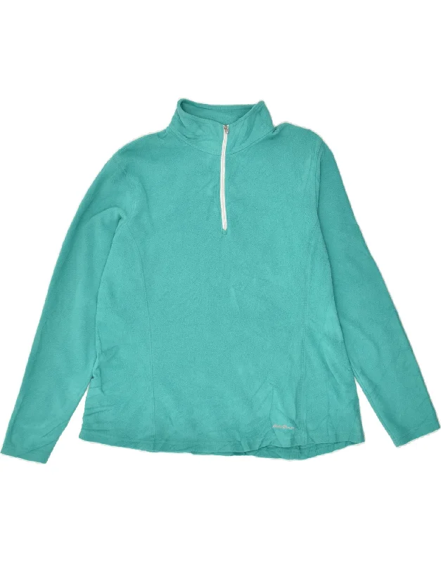 EDDIE BAUER Womens Zip Neck Fleece Jumper UK 16 Large Turquoise Polyester Fleece Fabric Down Fabric Feather Fabric EDDIE BAUER Womens Zip Neck Fleece Jumper UK 16 Large Turquoise Polyester Fleece Fabric Down Fabric Feather Fabric