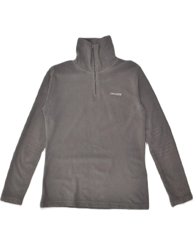 INVICTA Womens Zip Neck Fleece Jumper UK 16 Large Grey Plaid Sweater Polka Dot Checkered INVICTA Womens Zip Neck Fleece Jumper UK 16 Large Grey Plaid Sweater Polka Dot Checkered
