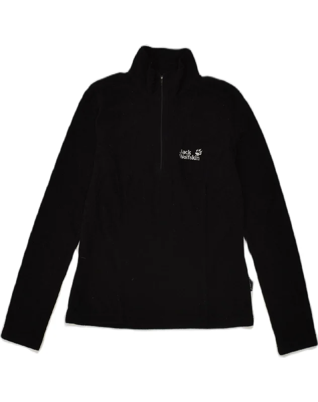JACK WOLFSKIN Womens Zip Neck Fleece Jumper UK 8 Small Black Polyester Knit Fabric Woven Fabric Fleece Fabric JACK WOLFSKIN Womens Zip Neck Fleece Jumper UK 8 Small Black Polyester Knit Fabric Woven Fabric Fleece Fabric