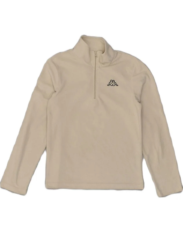 KAPPA Womens Zip Neck Fleece Jumper UK 14 Large White Polyester Transparent Opaque Sheer KAPPA Womens Zip Neck Fleece Jumper UK 14 Large White Polyester Transparent Opaque Sheer