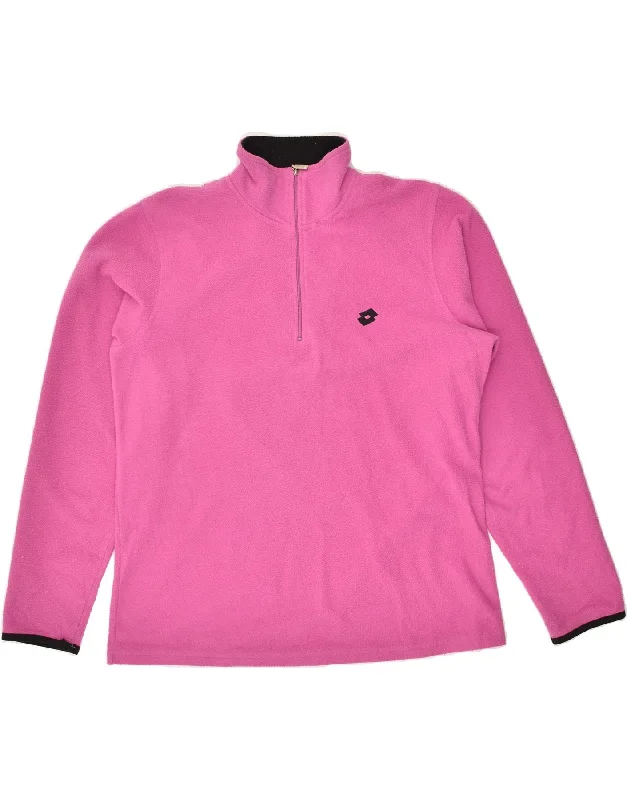 LOTTO Womens Zip Neck Fleece Jumper UK 16 Large Pink Polyester Stylish Fashionable Trendy LOTTO Womens Zip Neck Fleece Jumper UK 16 Large Pink Polyester Stylish Fashionable Trendy