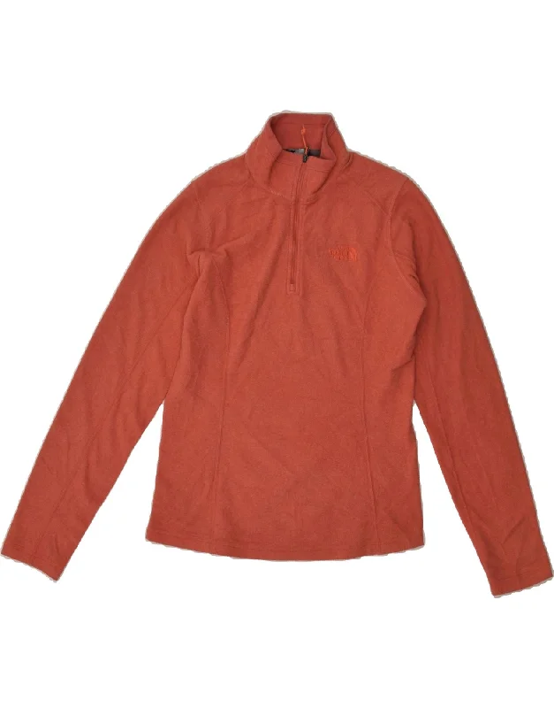 THE NORTH FACE Womens Zip Neck Fleece Jumper UK 6 XS Orange Polyester Transparent Opaque Sheer THE NORTH FACE Womens Zip Neck Fleece Jumper UK 6 XS Orange Polyester Transparent Opaque Sheer