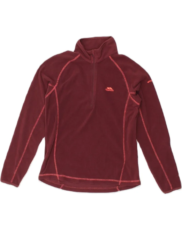 TRESPASS Womens Zip Neck Fleece Jumper UK 12 Medium Maroon Polyester Elasticated Padded Insulated TRESPASS Womens Zip Neck Fleece Jumper UK 12 Medium Maroon Polyester Elasticated Padded Insulated