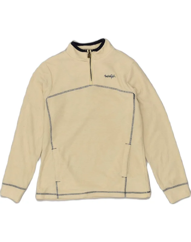 WEIRD FISH Womens Zip Neck Fleece Jumper UK 12 Medium Beige Polyester High Neck Crew Neck V-Neck WEIRD FISH Womens Zip Neck Fleece Jumper UK 12 Medium Beige Polyester High Neck Crew Neck V-Neck