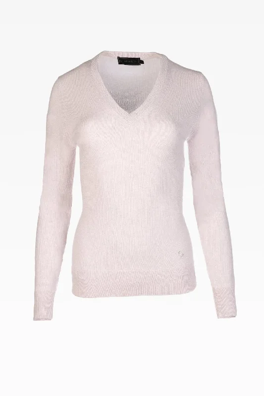 Alice Ladies Cashmere V-Neck Jumper in Fog White Terry Blend Velvet Blend Canvas Blend Alice Ladies Cashmere V-Neck Jumper in Fog White Terry Blend Velvet Blend Canvas Blend