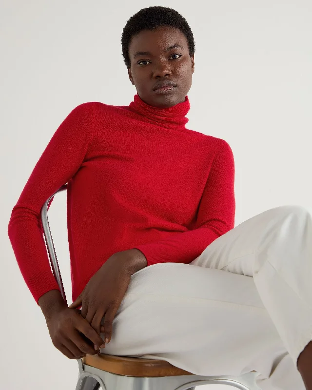 Women's Luna Roll Neck Cashmere Jumper Riding Red Spandex Blend Rayon Blend Denim Blend Women's Luna Roll Neck Cashmere Jumper Riding Red Spandex Blend Rayon Blend Denim Blend