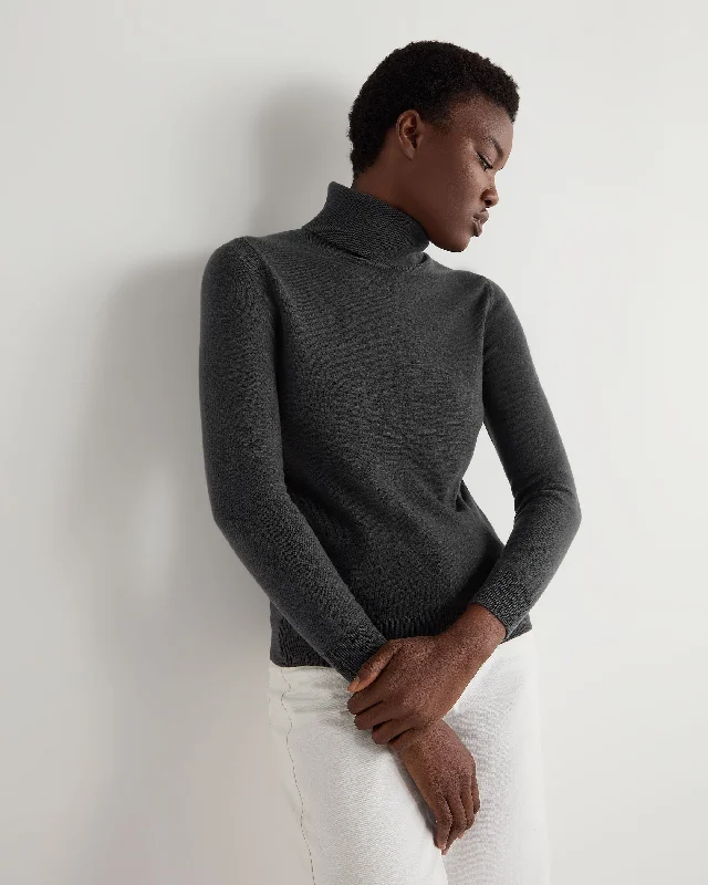 Women's Luna Roll Neck Cashmere Jumper Anthracite Grey Wool Fabric Cashmere Fabric Tweed Fabric Women's Luna Roll Neck Cashmere Jumper Anthracite Grey Wool Fabric Cashmere Fabric Tweed Fabric