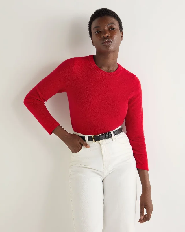 Women's Hallie Round Neck Cashmere Jumper Riding Red Satin Fabric Silk Fabric Chiffon Fabric Women's Hallie Round Neck Cashmere Jumper Riding Red Satin Fabric Silk Fabric Chiffon Fabric