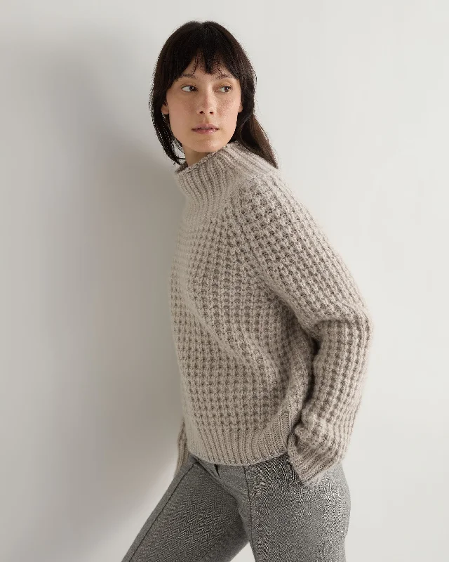 Women's Super Chunky Rib Cashmere Jumper Sand Brown Boat Neck Shawl Collar Notched Collar Women's Super Chunky Rib Cashmere Jumper Sand Brown Boat Neck Shawl Collar Notched Collar