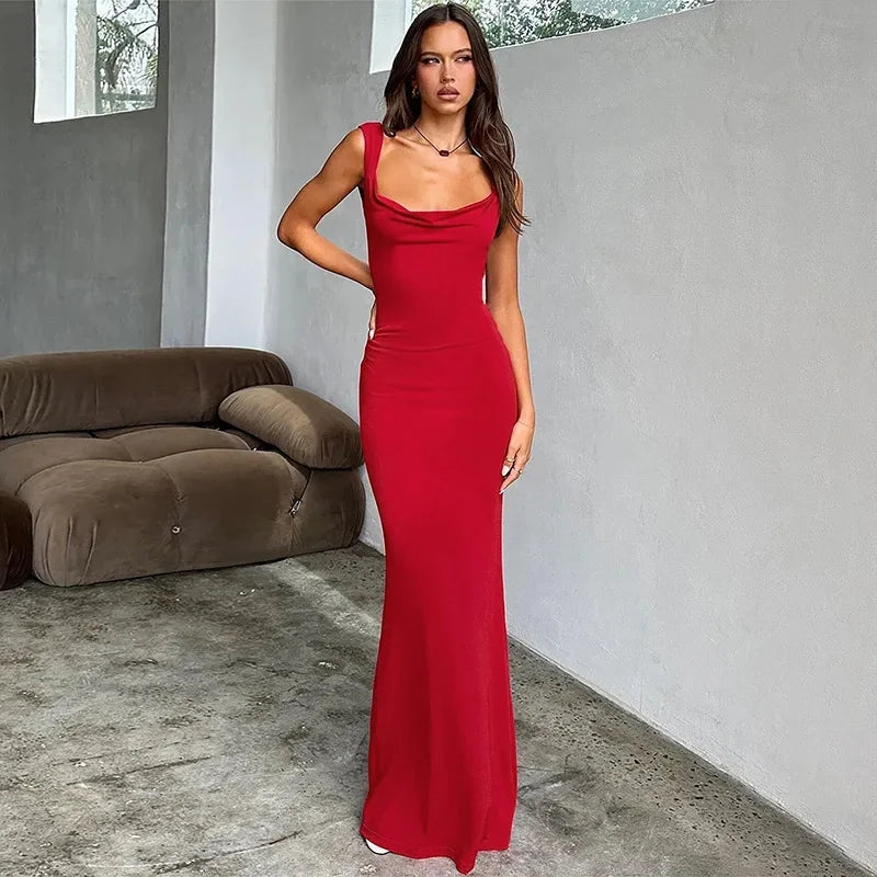 Back Split Knitted Maxi Dress Comfortable Maxi Dress with Sleeves