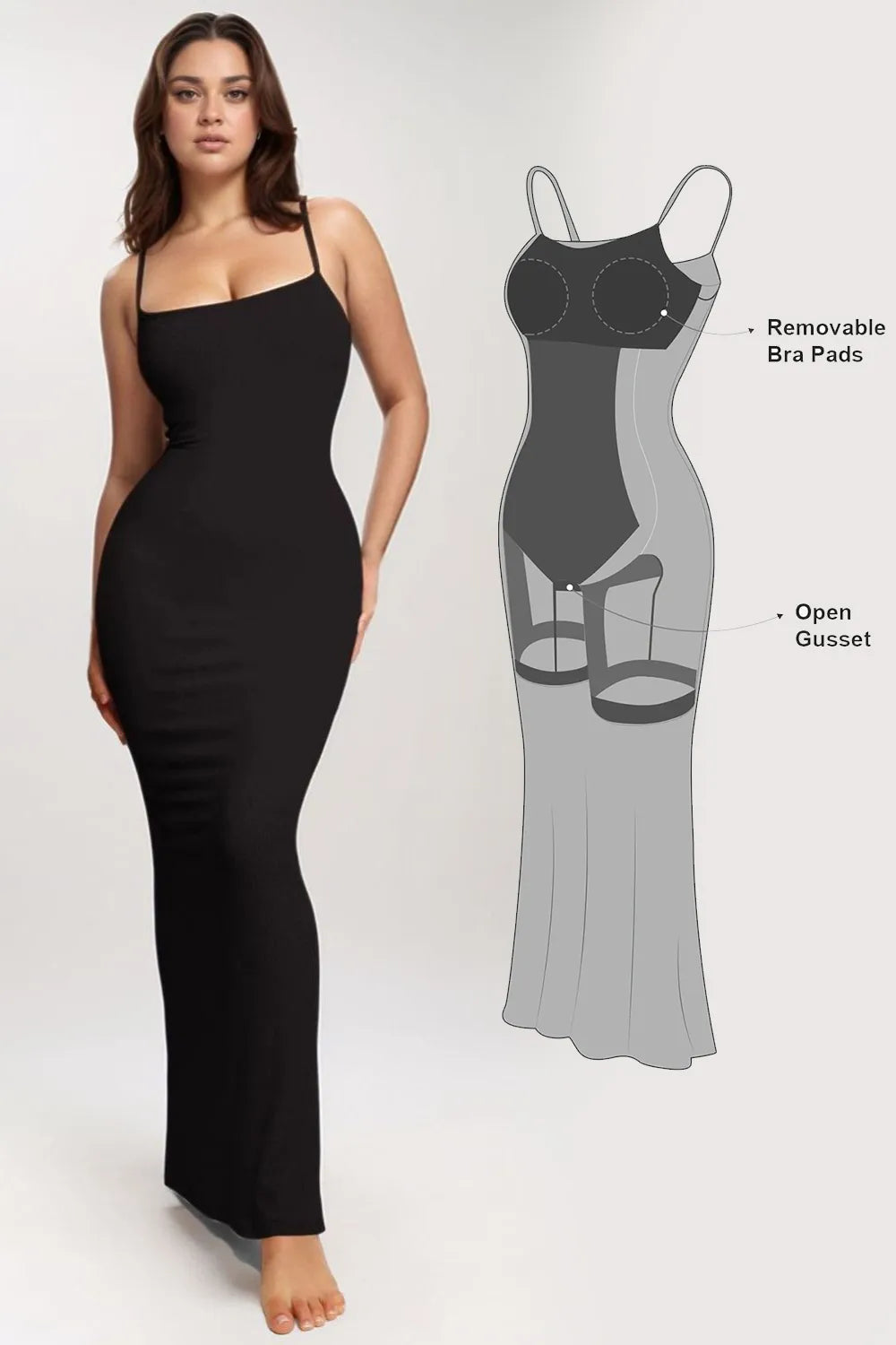 Built-In Shapewear Sleeveless Maxi Dress Stylish Boho Maxi Dress