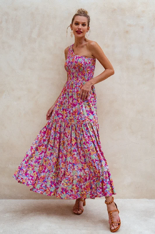 Cassandra One Shoulder Maxi Dress Elegant Floral Maxi Dress