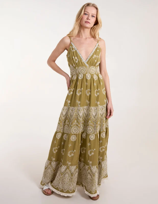 Cami Maxi Dress With Embroidery Comfortable Cotton Maxi Dress