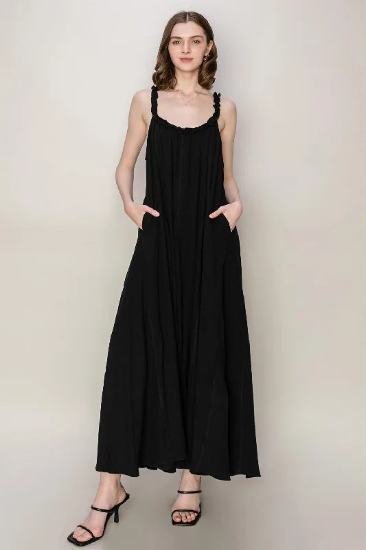 HYFVE Frill Sleeveless A-Line Maxi Dress Cozy Knit Maxi Dress