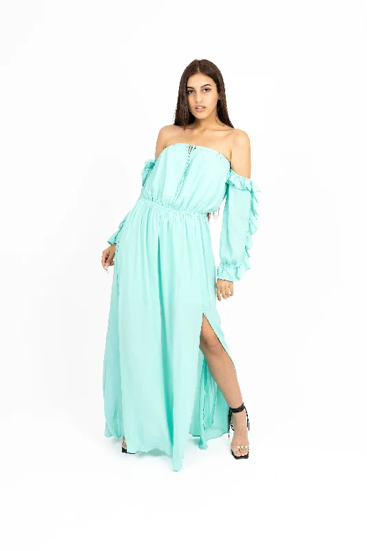 Off The Shoulder Maxi Dress Comfortable Plunging Neckline Maxi Dress