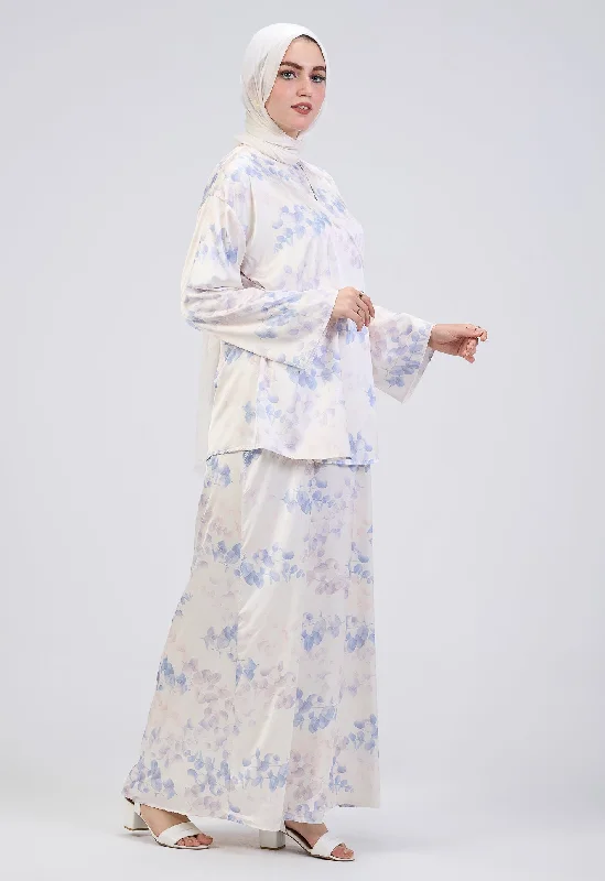 Jawhara Satin High Neck Maxi Dress with Wrap Top and Bell Sleeves Elegant Floral Maxi Dress