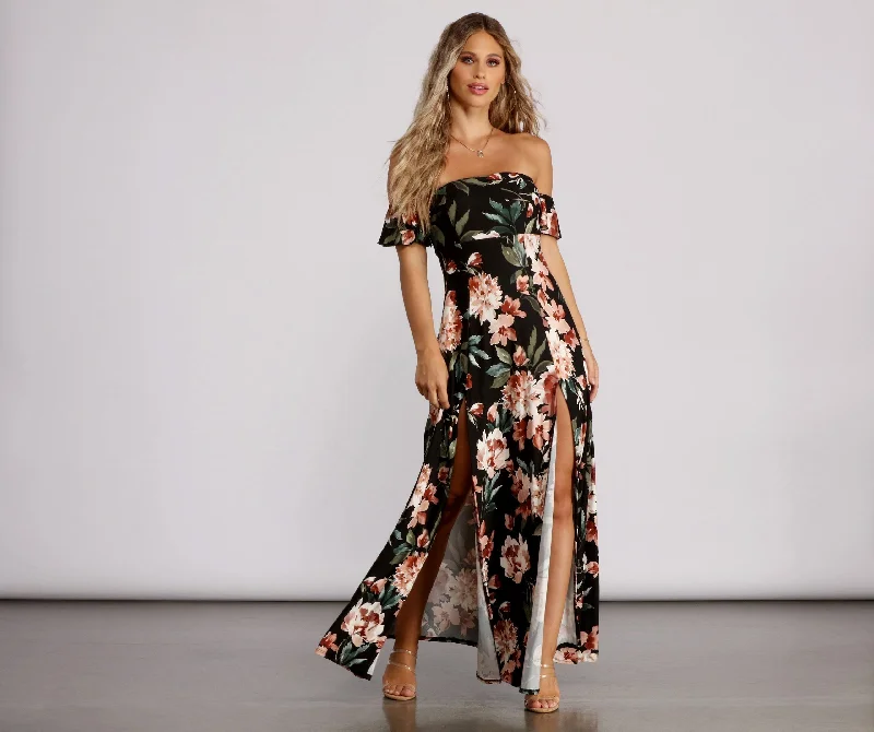 Stuck on Stylish Floral Maxi Dress Comfortable Plunging Neckline Maxi Dress