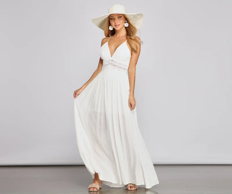 Stylish Girl Summer Charming Crochet Maxi Dress Cozy Maxi Dress with Slit