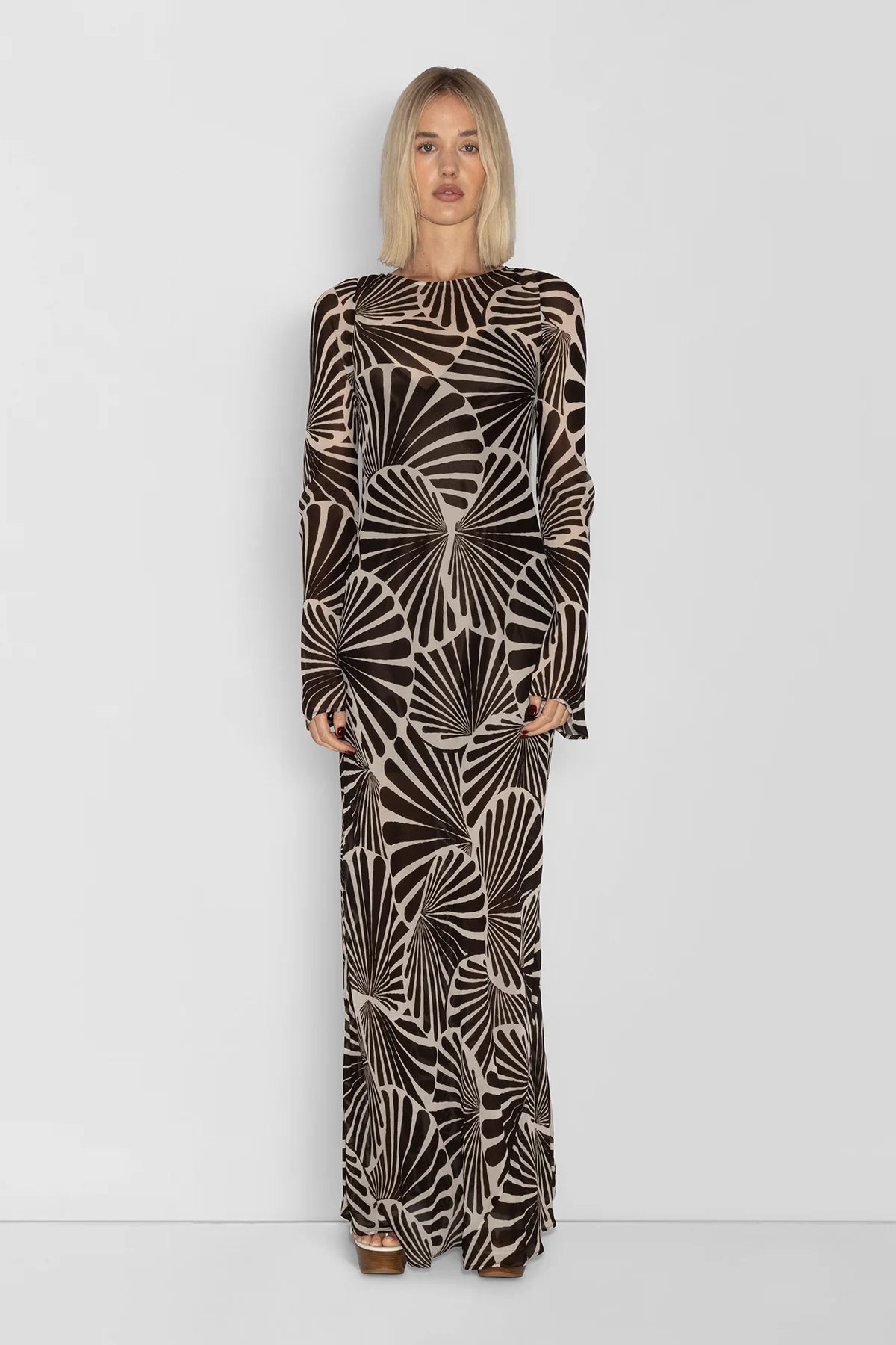 The Wolf Gang Lottie Maxi Dress - Cocoa Shell Comfortable Fit-and-Flare Maxi Dress