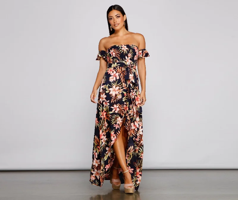 Tropical Sunsets Stylish Maxi Dress Chic Summer Floral Maxi Dress