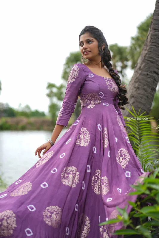 Violet Jacquard Silk Maxi Dress Stylish V-Neck Maxi Dress