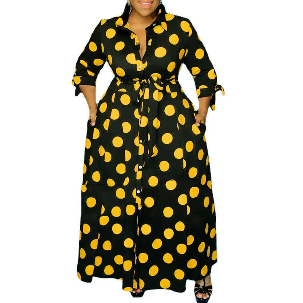 Wmstar Plus Size Dresses for Women Dot Printed with Pockets Slashes Fashion Party Maxi Dress Hot Sale Wholesale Dropshipping Stylish Empire Waist Maxi Dress