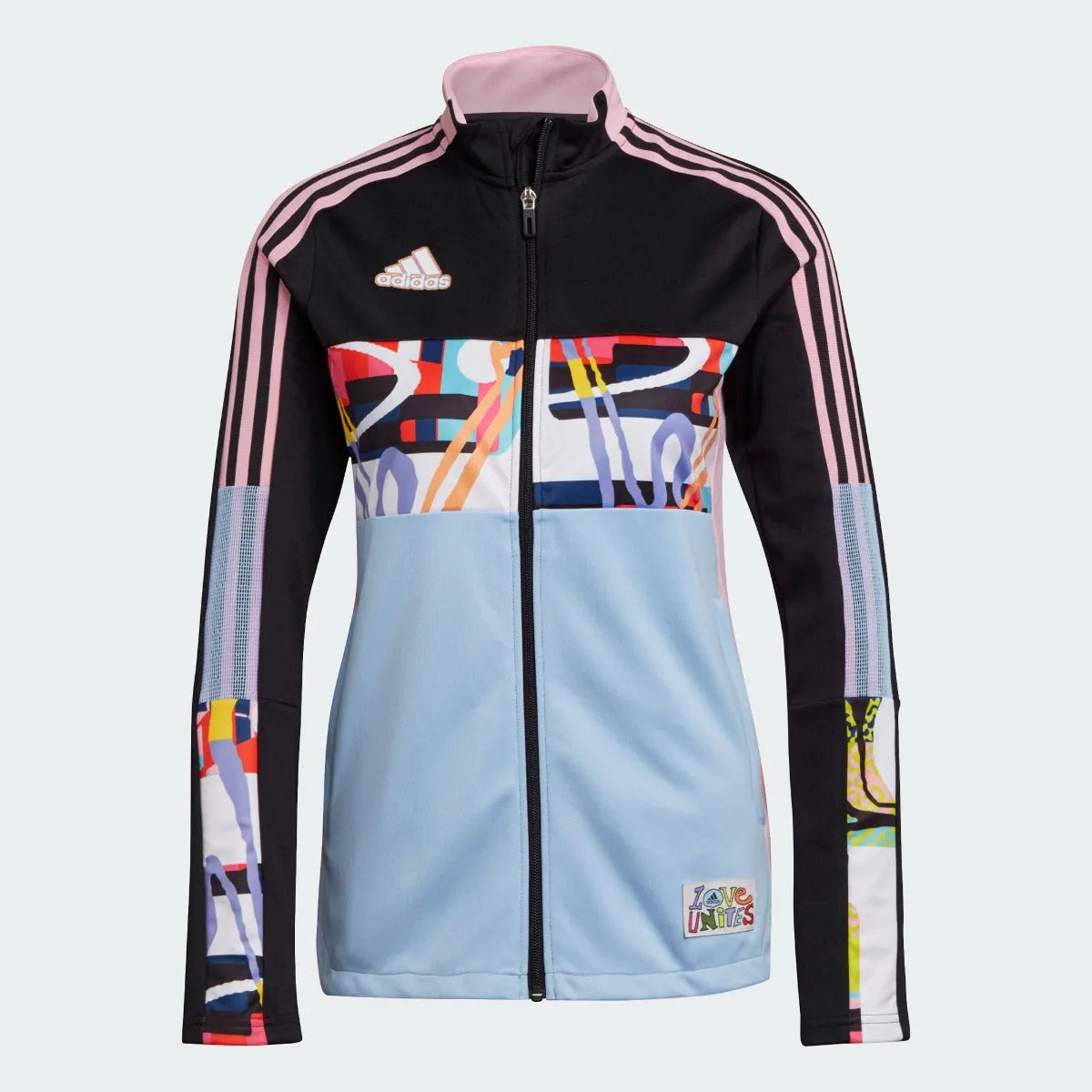 Adidas Love Unites Women Tiro Track Jacket - Black-Pink-Light Blue Chenille Fabric Brocade Fabric Lace Fabric Adidas Love Unites Women Tiro Track Jacket - Black-Pink-Light Blue Chenille Fabric Brocade Fabric Lace Fabric