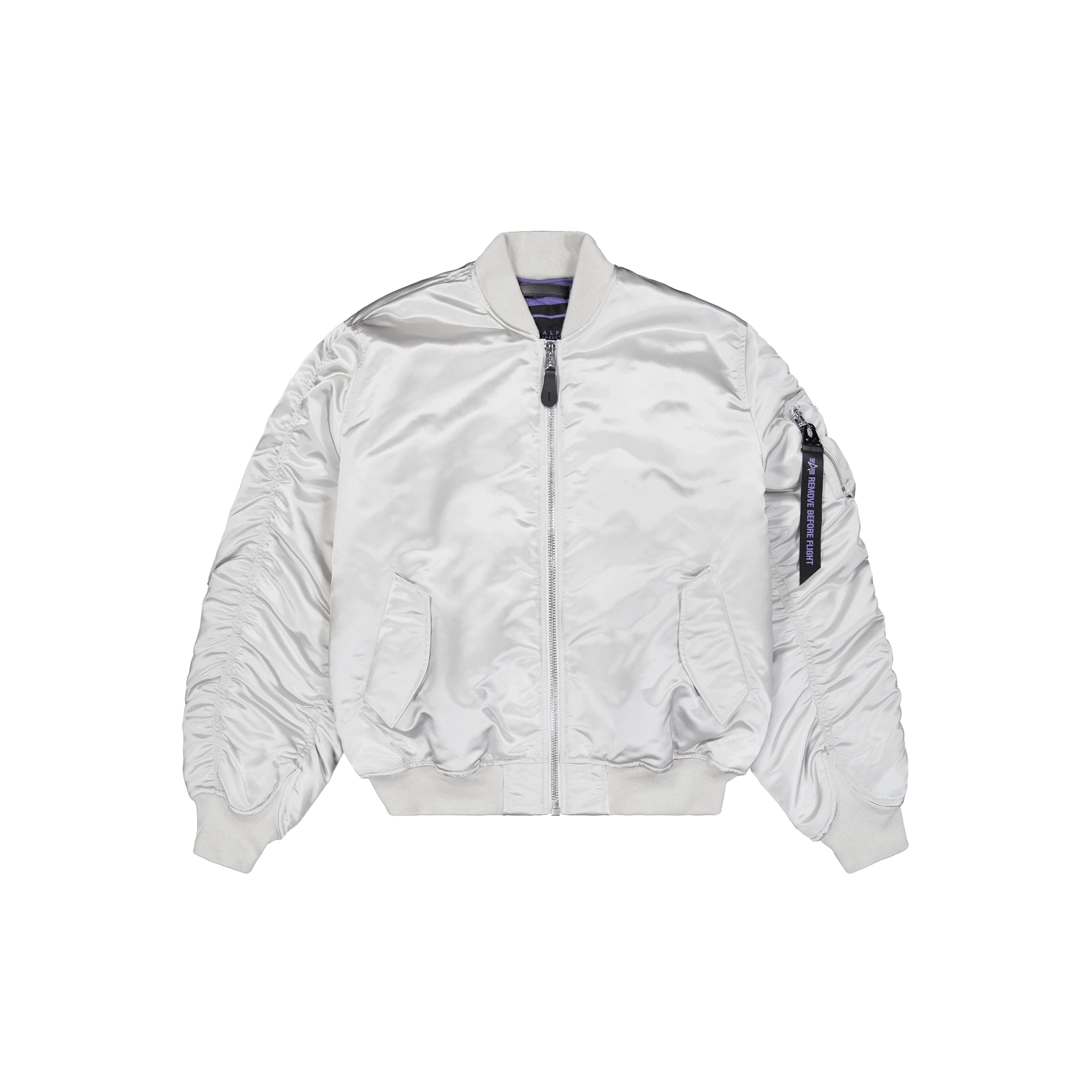 Alpha Industries UV MA-1 Bomber Jacket - Pastel Grey Appliqued Jacket Beaded Jacket Sequined Jacket