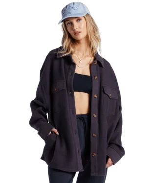 BILLABONG Women's Anytime Shacket Oversized Button Up Jacket Black Sands Fitted Jacket Loose Jacket Oversized Jacket BILLABONG Women's Anytime Shacket Oversized Button Up Jacket Black Sands Fitted Jacket Loose Jacket Oversized Jacket