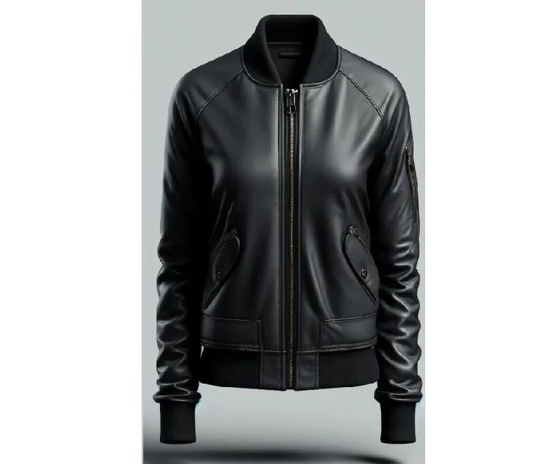 Black Bomber Leather Jacket For Women Hooded Jacket Caped Jacket Shawl Collar Jacket Black Bomber Leather Jacket For Women Hooded Jacket Caped Jacket Shawl Collar Jacket