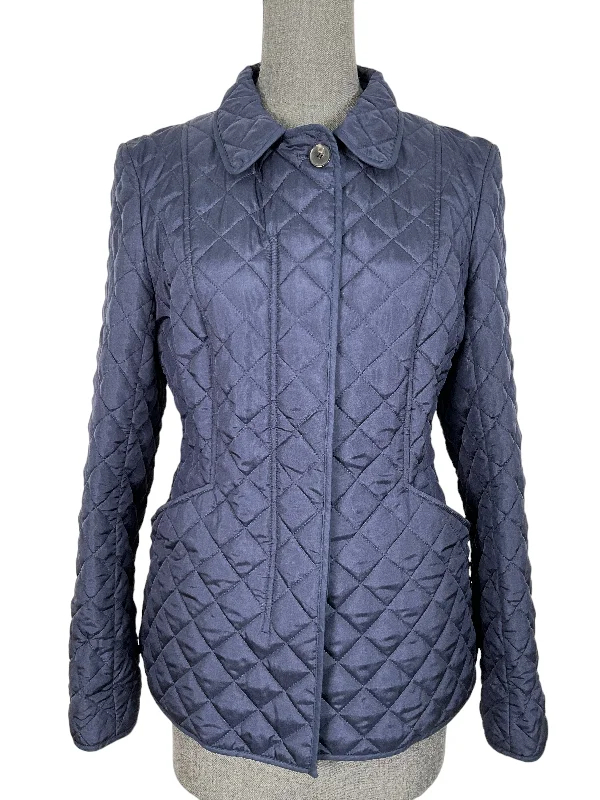 Christian Dior Navy Quilted Jacket Size M Herringbone Jacket Checkered Jacket Solid Jacket