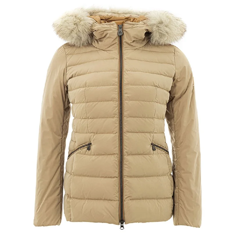 Elegant Beige Polyester Jacket For Women Collared Jacket Crew Neck Jacket Turtle Neck Jacket Elegant Beige Polyester Jacket For Women Collared Jacket Crew Neck Jacket Turtle Neck Jacket