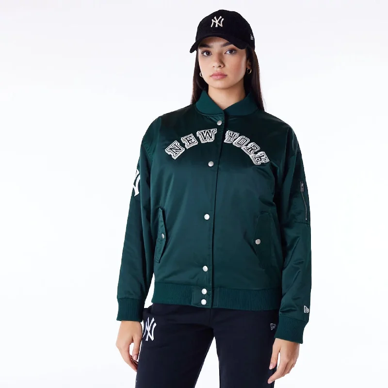 New York Yankees Womens MLB Dark Green Bomber Jacket Herringbone Jacket Houndstooth Jacket Plaid Jacket New York Yankees Womens MLB Dark Green Bomber Jacket Herringbone Jacket Houndstooth Jacket Plaid Jacket