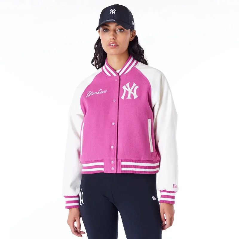 New York Yankees Womens MLB Purple Varsity Jacket Embroidered Jacket Appliqued Jacket Beaded Jacket New York Yankees Womens MLB Purple Varsity Jacket Embroidered Jacket Appliqued Jacket Beaded Jacket
