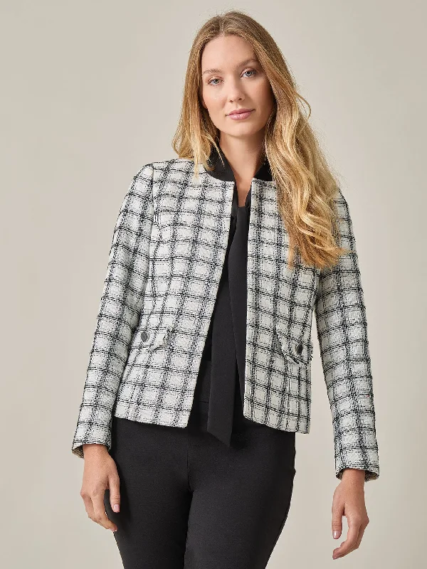 Petite Barbara Jacket, Tweed Hoodie Zip-Up Jacket Button-Up Jacket