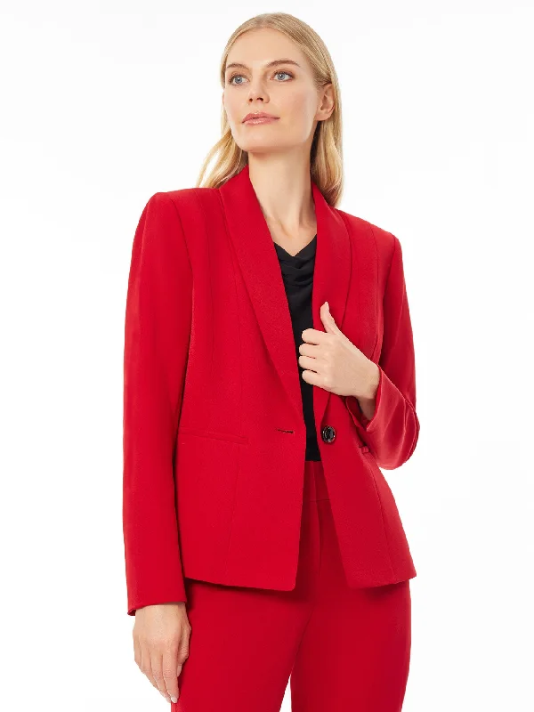 Plus Holly Jacket, Iconic Stretch Crepe Ribbed Jacket Pleated Jacket Ruffled Jacket