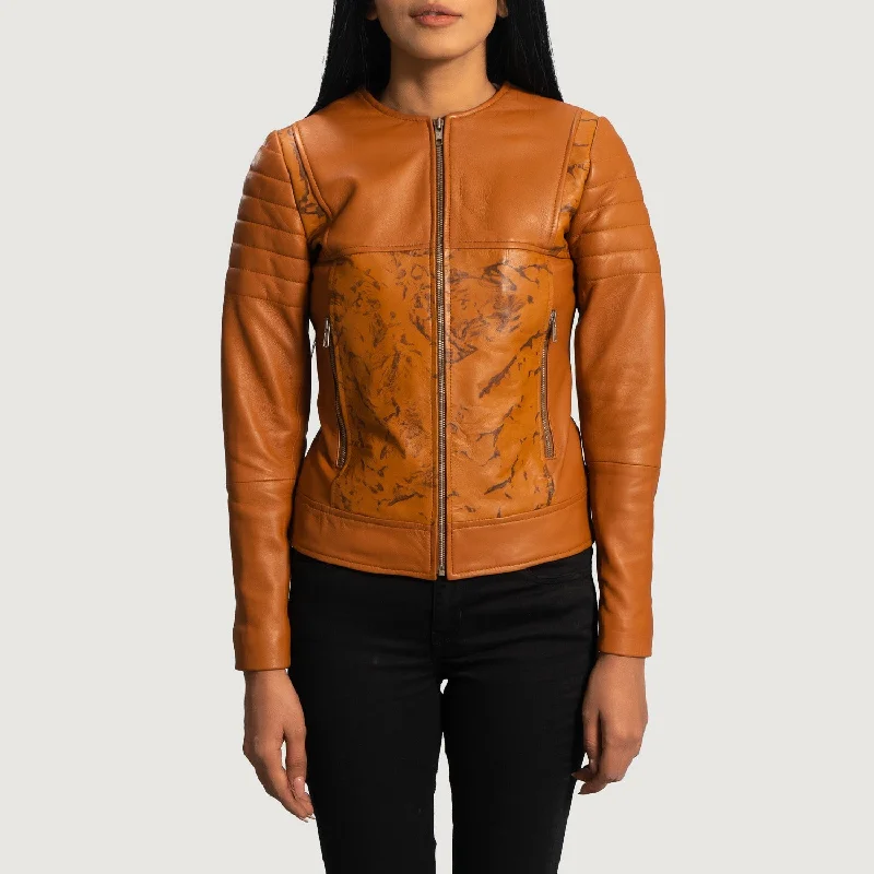 Sandy Tan Dye Leather Biker Jacket Wool Jacket Cashmere Jacket Tweed Jacket