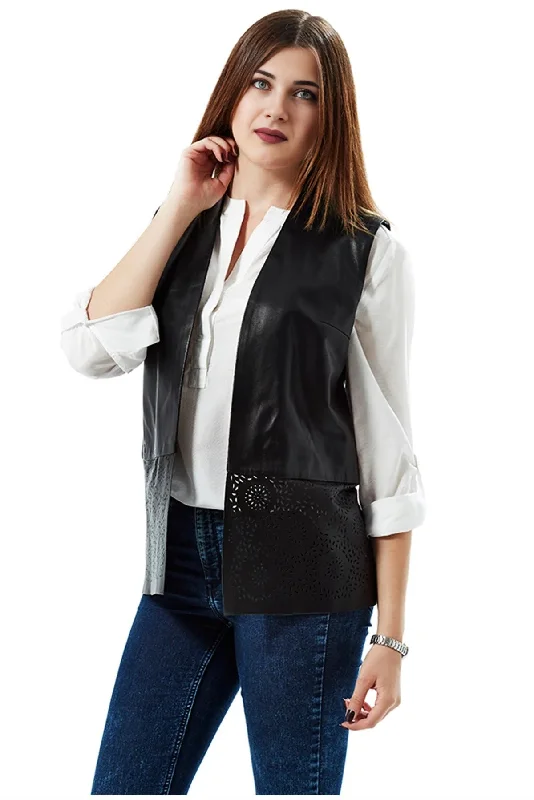 Tawana Vest Black Front Open Leather Jacket For Women Nylon Jacket Polyester Jacket Spandex Jacket Tawana Vest Black Front Open Leather Jacket For Women Nylon Jacket Polyester Jacket Spandex Jacket