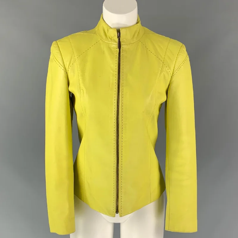 Vintage VERSUS by GIANNI VERSACE Size 4 Yellow Leather Jacket Quilted Jacket Puffer Jacket Insulated Jacket Vintage VERSUS by GIANNI VERSACE Size 4 Yellow Leather Jacket Quilted Jacket Puffer Jacket Insulated Jacket
