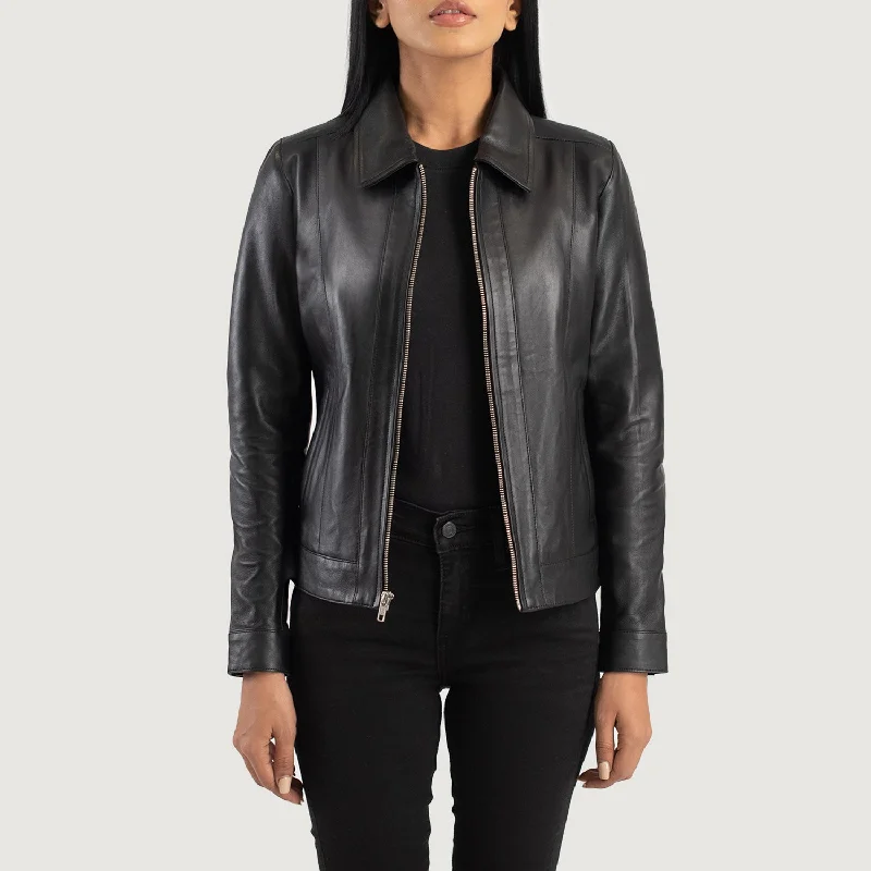 Vixen Black Classic Collar Leather Jacket Mesh Jacket Canvas Jacket Denim Jacket