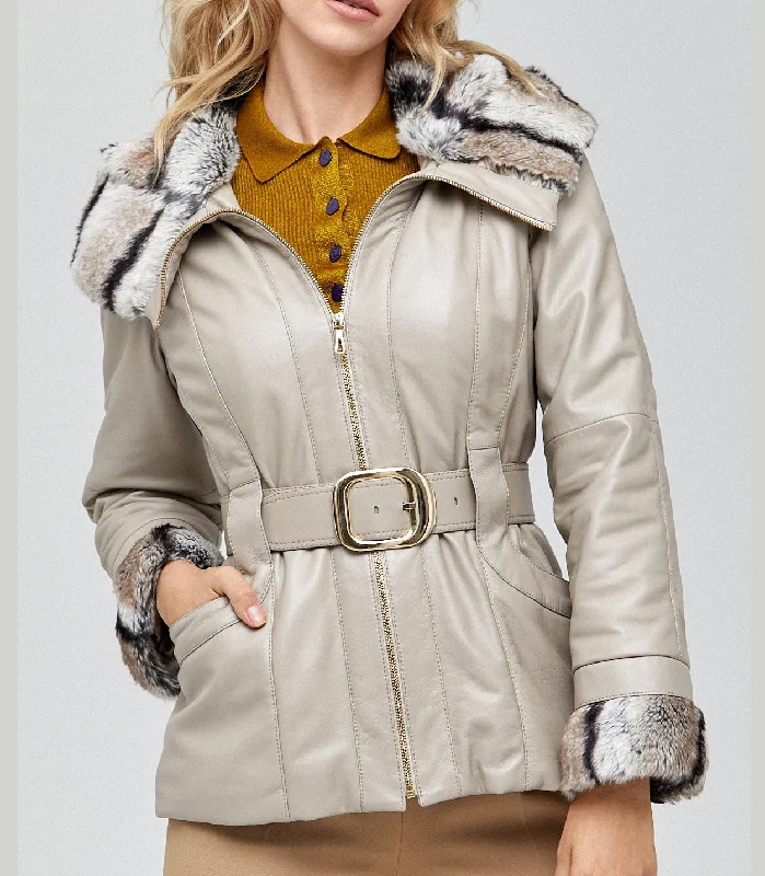 White Monterosa Women's Leather Jacket Hooded Jacket Caped Jacket Shawl Collar Jacket White Monterosa Women's Leather Jacket Hooded Jacket Caped Jacket Shawl Collar Jacket