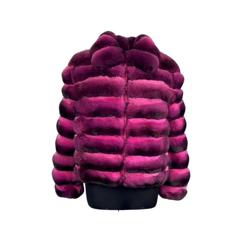 Women's Hot Pink Chinchilla Pilot Jacket Style # CNL - 6 Front Pockets Side Pockets Patch Pockets Women's Hot Pink Chinchilla Pilot Jacket Style # CNL - 6 Front Pockets Side Pockets Patch Pockets