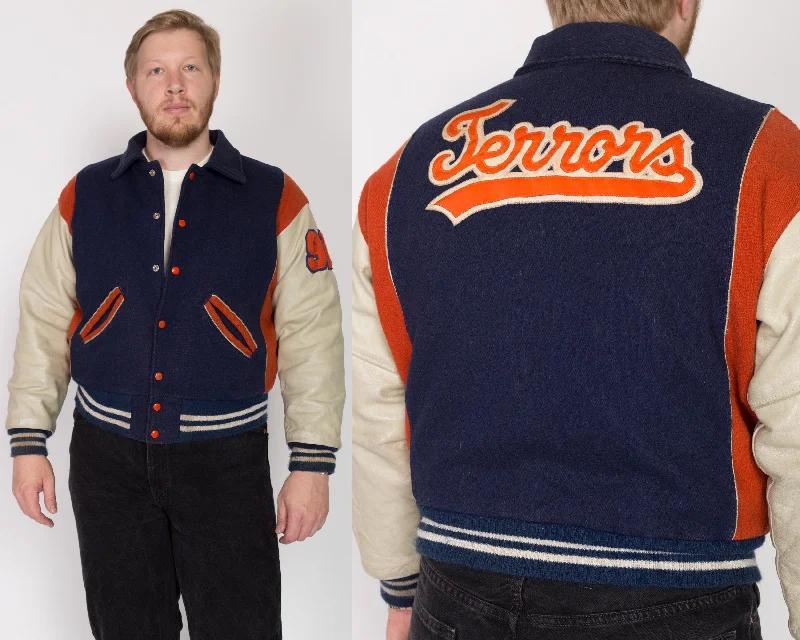 XL 70s Terrors Varsity Letterman Jacket Print Jacket Jacquard Jacket Embroidered Jacket