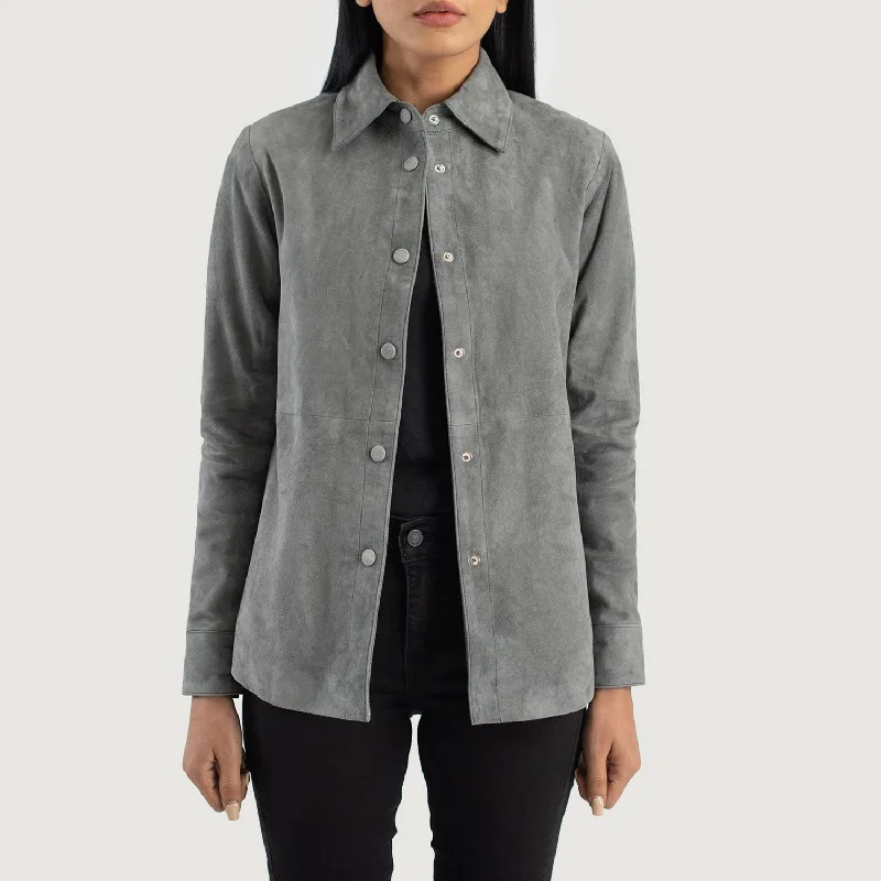 Zenith Grey Suede Leather Shirt Jacket Striped Jacket Polka Dot Jacket Floral Jacket